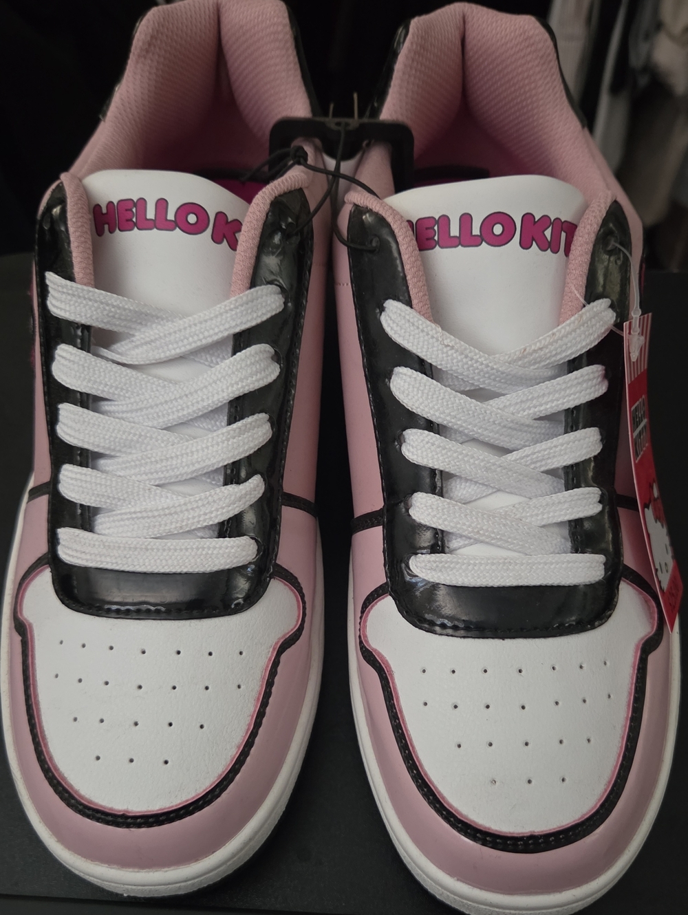 Hello Kitty Pink, White & Black Lace-Up Sneakers